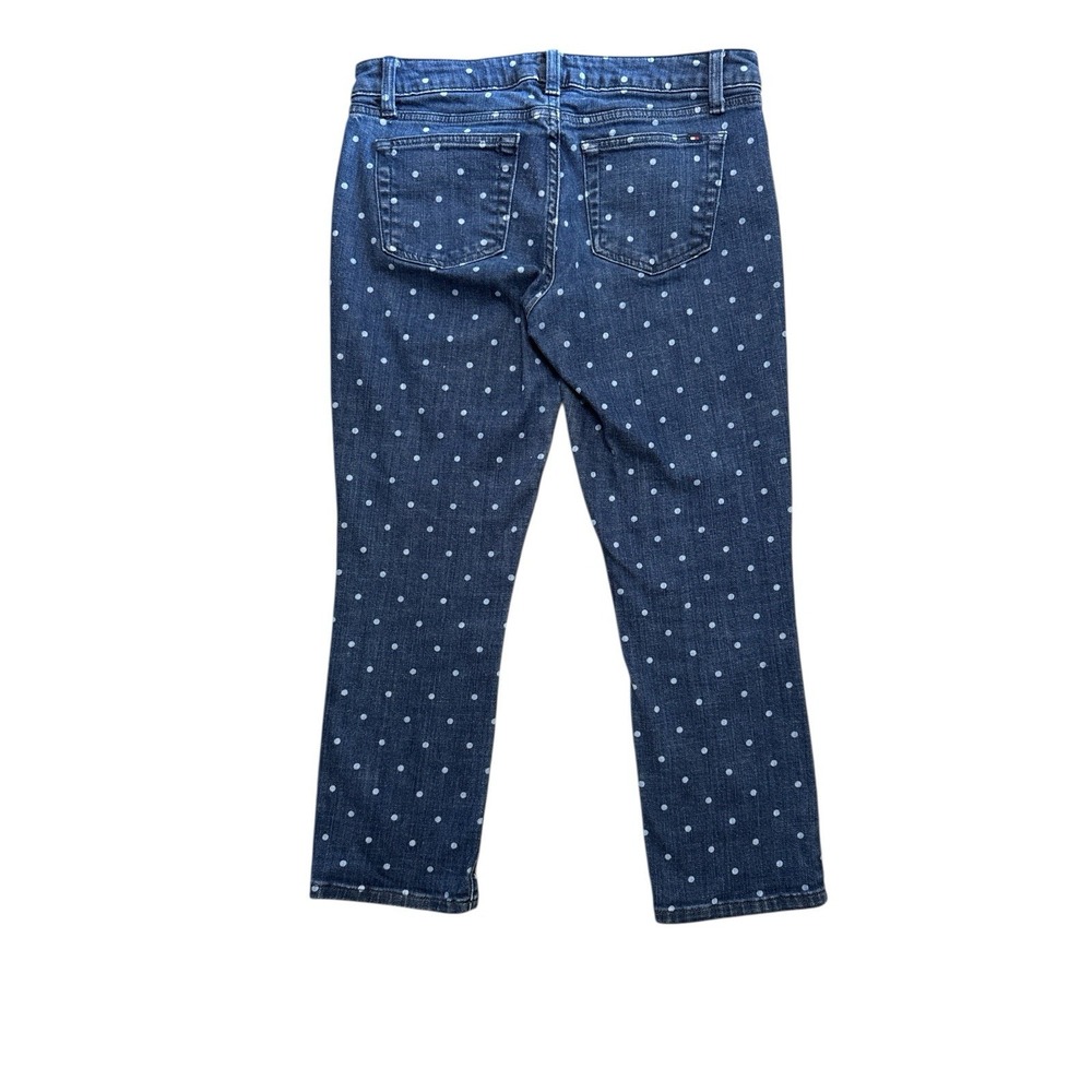 Tommy Hilfiger Jeans Women's Size 4 Blue Polka Dot Denim Cropped Skinny Stretch - Picture 3 of 9